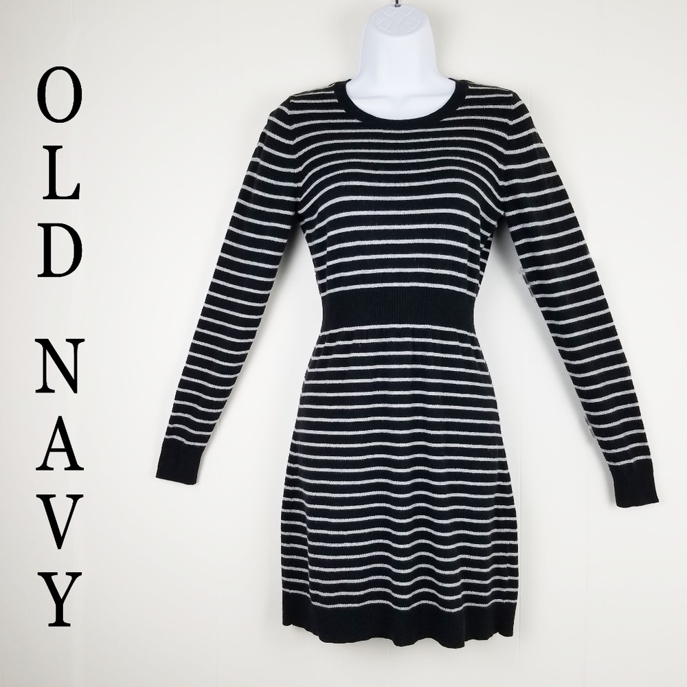 OLD NAVY-LONG SLEEVE STRIPED SWEATER DRESS